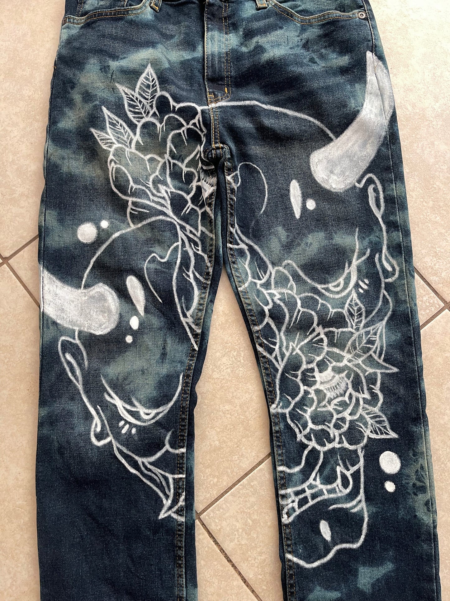Oni in Bloom Painted Denims (W31 L34)