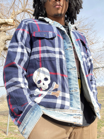 Reversible Denim Skull & Flannel Jacket (L)